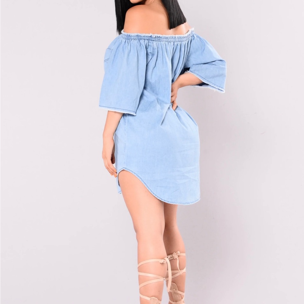 [Fashion Nova] Off The Shoulder Denim Dress - Picture 3 of 6
